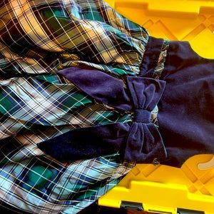 Janie and Jack navy blue 2T sleeveless velour and tartan dress with tulle.